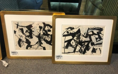 Pair of Abstract Expressionist prints, L.R. Loew gilt