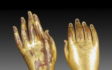 Pair of Chinese Gilt Bronze Buddha Statue Of Hands