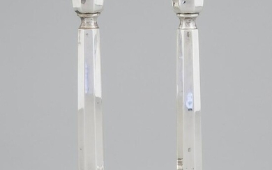 Pair of English Silver Table Candlesticks, probably