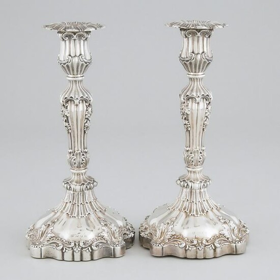 Pair of George IV Silver Table Candlesticks, Thomas