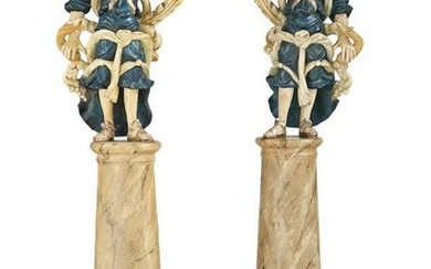 Pair of Italian Polychromed Figures