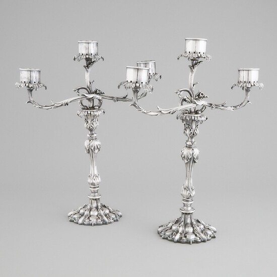 Pair of Royal Canadian Rifle Regiment Silver Plate Candelabrum, mid 19th century