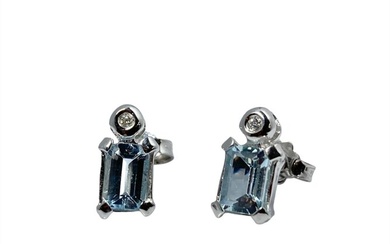 Pala Diamond - Earrings White gold Aquamarine - Diamond
