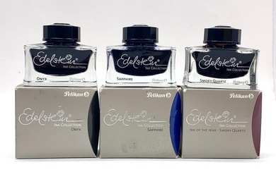 Pelikan Onyx, Sapphire, & Smokey Quartz Edelstein Ink With Boxes