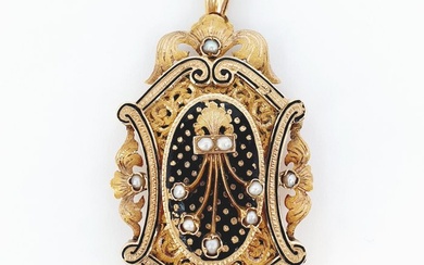 Pendant - 18 kt. Yellow gold Pearl