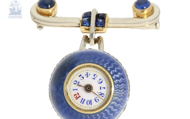 Pendant watch/ brooch watch: rarity, "Boule de Genève", very rare quality, gold/ platinum/ enamel with diamonds, smallest size known to us, ca. 1890