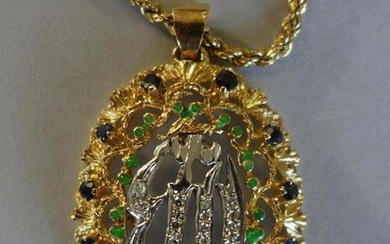 Persian 18K Gold, Diamond & Sapphire Necklace