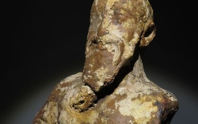 Phoenician Terracotta Important figure of an Ex-Voto or Idol depicting a Triton. 32 cm H. Old provenance.