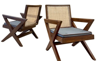 Pierre Jeanneret, French Mid-Century Modern, Lounge Chairs, Chandigarh, 1950s