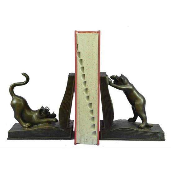 Playful Cats Bronze Bookeneds