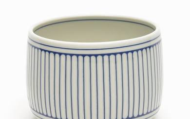 Porcelain bowl with linear decoration in blue, design...