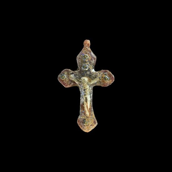 Post Medieval Glass Cross Pendant