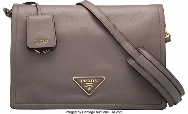 Prada Gray Glace Leather Crossbody Bag Condition