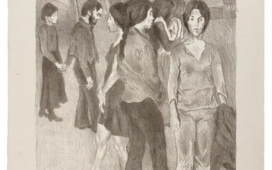 RAPHAEL SOYER (New York, 1899-1987), Street scene., Artist's proof on paper, 24" x 18". Unframed.