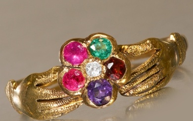 REGARD HAND RING, High carat gold. Set with a Ruby, Emerald,...
