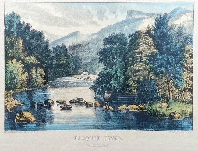"Racquet River" Adirondacks, Currier & Ives Lithograph