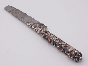 Rare "BRIT MILAH" (circumcision)Knife - Museum Quality - .900 silver, Gemstones, Silver gilt - Afghanistan - Late 19th century