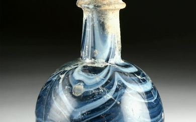 Rare Roman Marbled Glass Jar - Cobalt Blue Mosaic