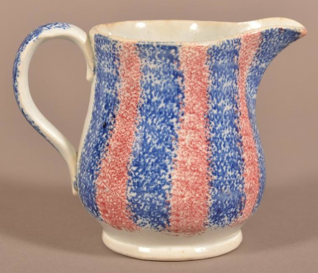 Red and Blue Rainbow Spatter China Cream Pitcher.
