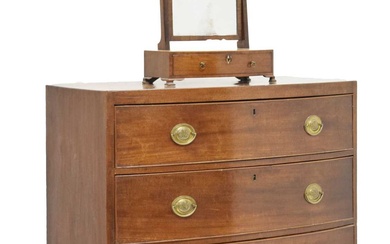 Regency mahogany bowfront chest of three drawers