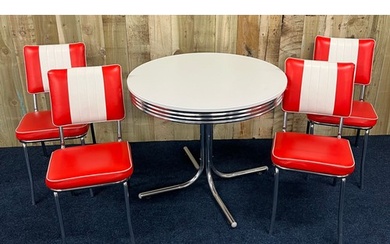 Reproduction of a 1950's Retro inspired diner table and four...