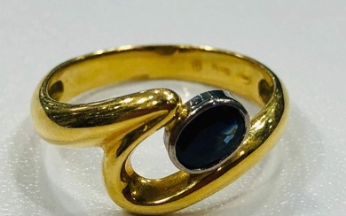 Ring - 18kt gold - White gold, Yellow gold Sapphire