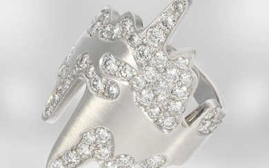 Ring: creatively worked platinum designer ring with finest...
