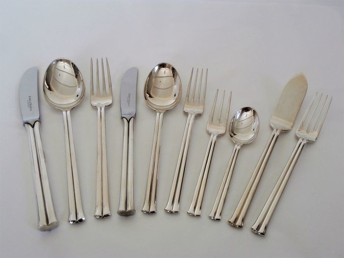 Robbe en Berking - model Viva - Cutlery 12-person + serving cutlery, total 112-Parts - Silverplate