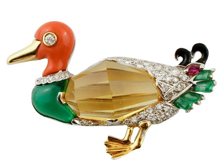 Roberto Legnazzi Duck Brooch