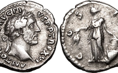 Roman Empire Antoninus Pius AD 154-155 AR Denarius Very fine