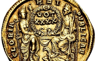 Roman Empire. Constantius II (AD 337-361). Gold Solidus,Antioch, 8th officina (H), AD 355-360