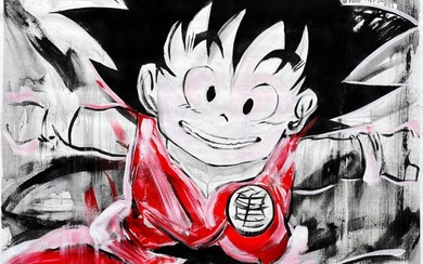 Ruttum - Son Goku - Tribute to Akira Toriyama - XL Painting on Canvas - 109 x 102 cm - Acrylic Art - Street