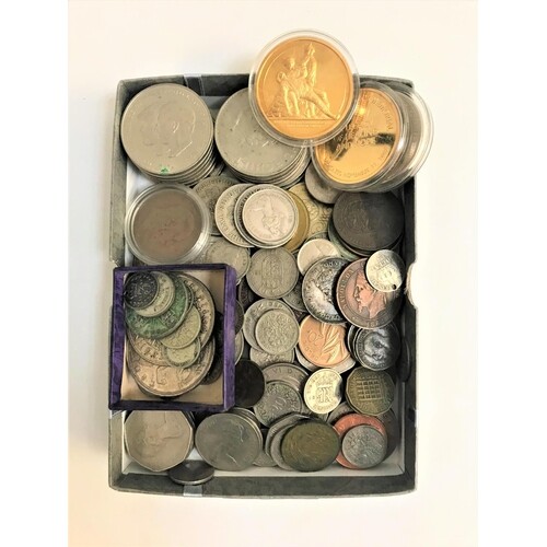 SELECTION OF SILVER AND OTHER BRITISH AND WORLD COINS includ...