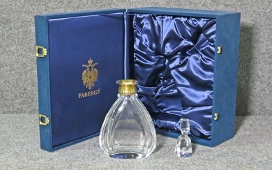 SIGNED BOXED FABERGE DECANTER WITH STOPPER