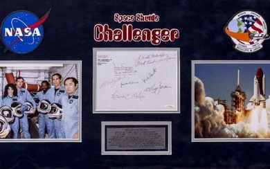 SIGNED CREW AUTOGRAPHS OF SPACE SHUTTLE CHALLENGER Francis Scobee,...