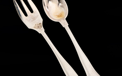SILVER CUTLERY, in 2 shatull, dessert forks and coffee spoons, Denmark.