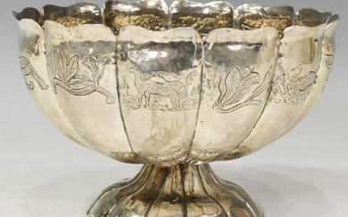 SPANISH COLONIAL SILVER FOOTED BOWL, MEXICO