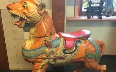 Sculpture, merry-go-round figure tiger - 107 cm (1) - Wood - about 1900
