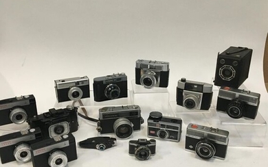 Set of 15 various cameras including film camera, 35 mm,...