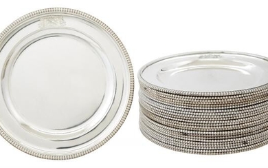 Set of Twenty-Four George III Sterling Silver Dinner Plates