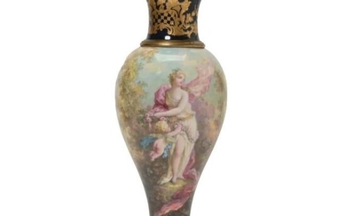 Sevres Style Porcelain Vase with Gilt Metal Mounts