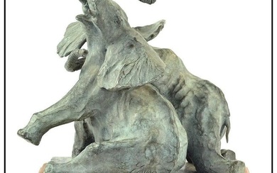 Sherry Salari Sander Bronze Sculpture Duggah Babies Elephant Wildlife Signed Art