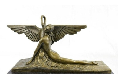 Signed Art Deco-style Greek Mythological Leda & Swan