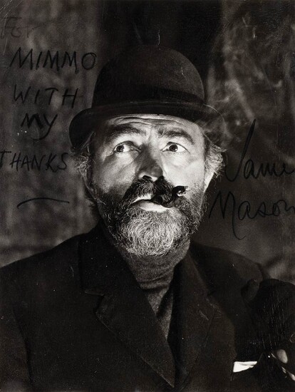 Signed portrait of James Mason. 1965 ca. Photograph with...