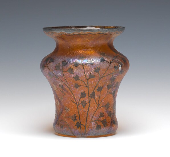Silver Overlay Art Glass Vase