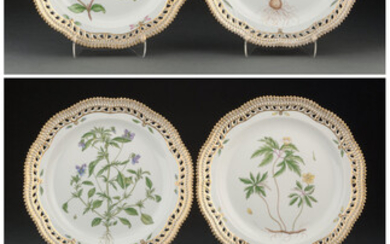 Six Royal Copenhagen Flora Danica Pattern Reticulated Plates (mid-20th century)