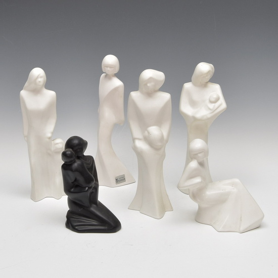 Six pottery figures of women, design Yvonne Niessen, executed by...