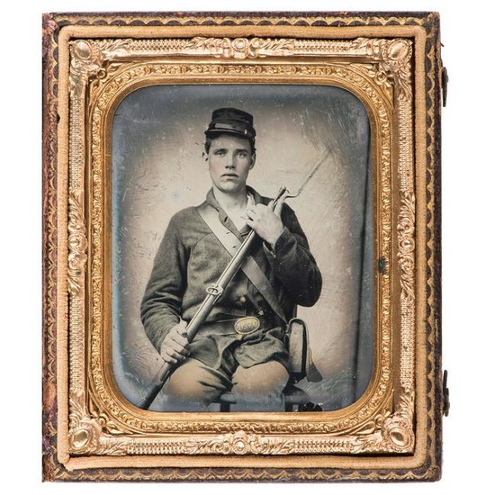 Sixth Plate Ambrotype of an Armed Ohio Soldier