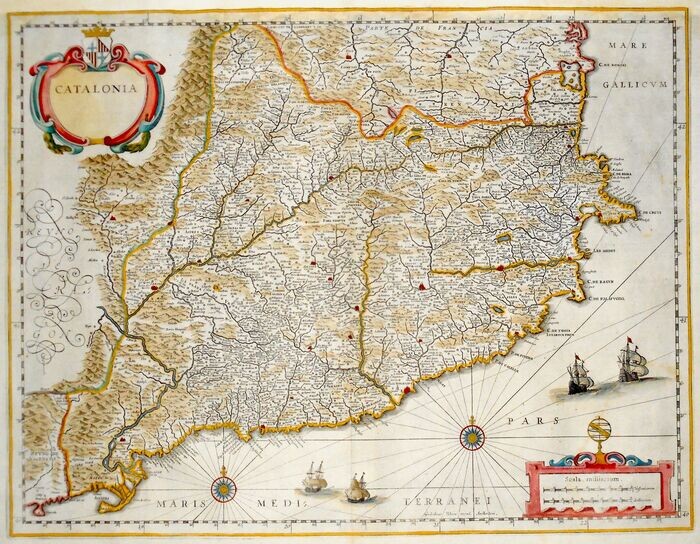 Spain, Catalonia; Blaeu - Catalonia - 1621-1650