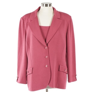 St. John Coral Pink Wool-Knit Jacket and St. John Collection Knit Sleeveless Top